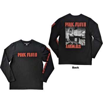 Merce Pink Floyd: Pink Floyd Unisex Long Sleeve T-shirt: Animals B&w (back & Sleeve Print) (small) S