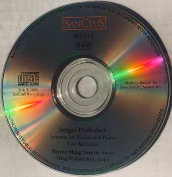 CD Sergei Prokofiev: Sonatas For Violin And Piano , 5 Melodies