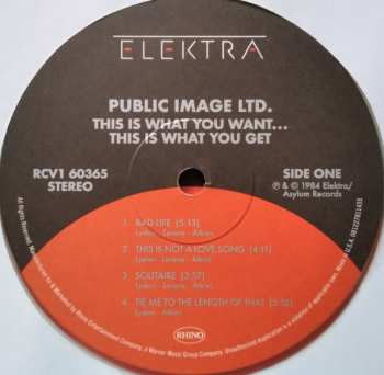 LP Public Image Limited: This Is What You Want... This Is What You Get CLR