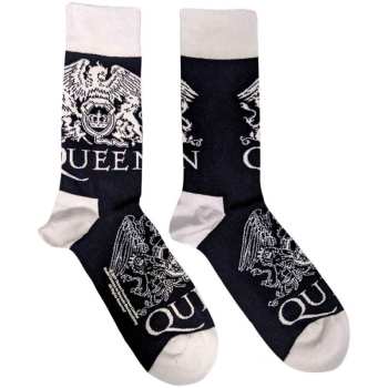 Merce Queen: Queen Unisex Ankle Socks: White Crests (navy Blue) (uk Size 4 - 7) 36 - 42