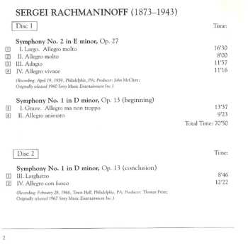 2CD Eugene Ormandy: Symphony No. 1 / Symphony No. 2 / Symphony No. 3 / Vocalise