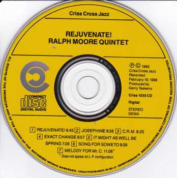 CD Ralph Moore Quintet: Rejuvenate!