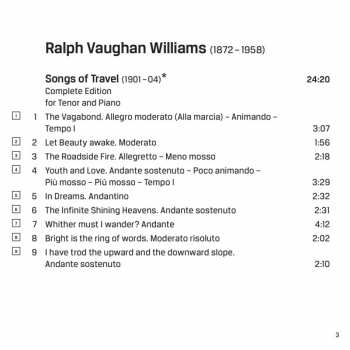 CD Ralph Vaughan Williams: Songs Of Travel: Songs And Chamber Works