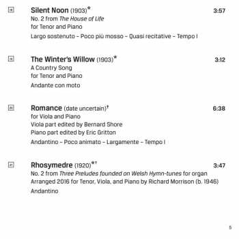 CD Ralph Vaughan Williams: Songs Of Travel: Songs And Chamber Works