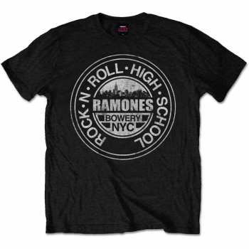 Merch Ramones: Maglietta Rock 'n Roll High School, Bowery, Nyc 