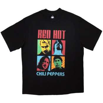 Merce Red Hot Chili Peppers: Red Hot Chili Peppers Unisex Oversized Boxy T-shirt: Portrait Photos (black) (small) S