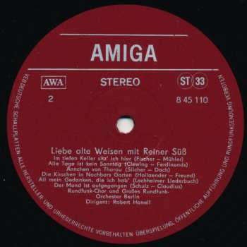 LP Reiner Süß: Liebe Alte Weisen