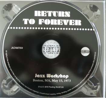 CD Return To Forever: Jazz Workshop Boston, MA, May 15, 1973