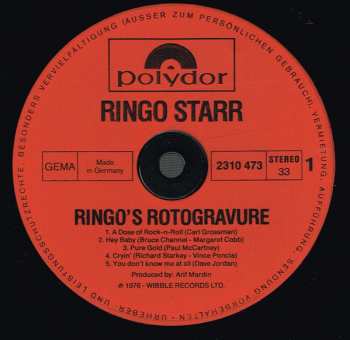 LP Ringo Starr: Ringo's Rotogravure