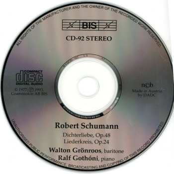 CD Robert Schumann: Dichterliebe, Op.48, Liederkreis, Op.24