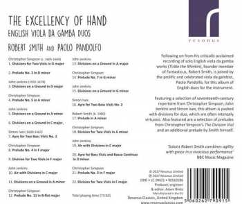 CD Robert Smith: The Excellency Of Hand: English Viola Da Gamba Duos