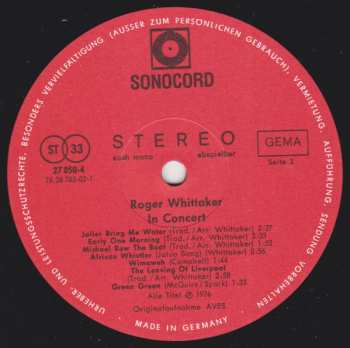 2LP Roger Whittaker: In Concert