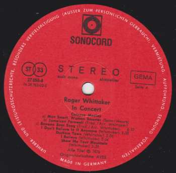 2LP Roger Whittaker: In Concert