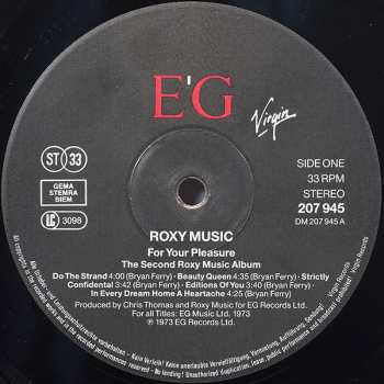 LP Roxy Music: For Your Pleasure