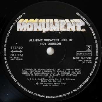 2LP Roy Orbison: The All-Time Greatest Hits Of