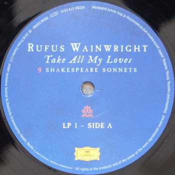 2LP Rufus Wainwright: Take All My Loves: 9 Shakespeare Sonnets