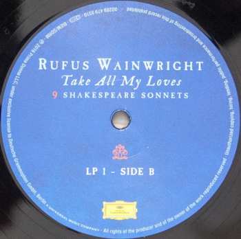 2LP Rufus Wainwright: Take All My Loves: 9 Shakespeare Sonnets