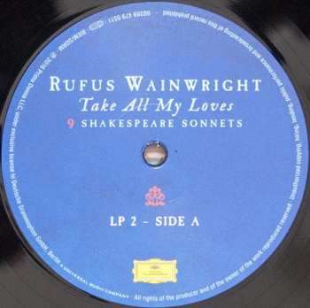 2LP Rufus Wainwright: Take All My Loves: 9 Shakespeare Sonnets