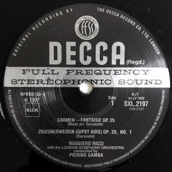 LP The London Symphony Orchestra: Carmen Fantasie / Zigeunerweisen / Havanaise - Introduction & Rondo Capriccioso