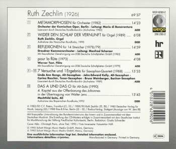 CD Ruth Zechlin: Metamorphosen · Wider Den Schlaf Der Vernunft · Reflexionen · Pour La Flûte · 7 Versuche Und 1 Ergebnis · Das A Und Das O