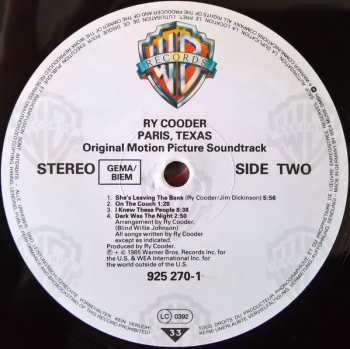 LP Ry Cooder: Paris, Texas (Original Motion Picture Soundtrack)