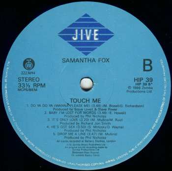 LP Samantha Fox: Touch Me