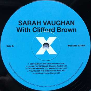 LP Sarah Vaughan: Sarah Vaughan With Clifford Brown LTD