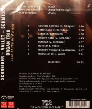 CD Schneider - Vallet - Schmidlin Organ Trio: Live At The Bird's Eye