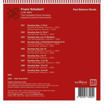 9CD/Set di cofanetti Franz Schubert: The Complete Piano Sonatas Played On Period Instruments