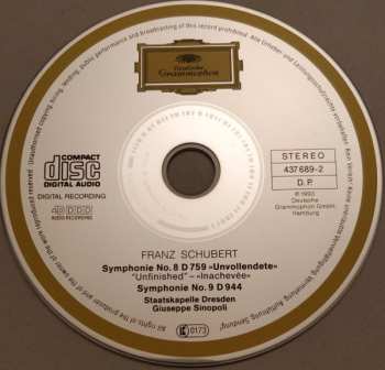 CD Franz Schubert: Symphonien (No. 8 "Unvollendete • Unfinished • Inachevée" & No. 9)