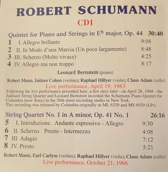 2CD Robert Schumann: Live At The Library Of Congress Vol.5 : Piano Quintet Op. 44 / String Quartets Op. 41 