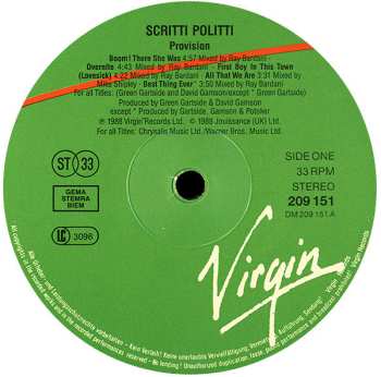 LP Scritti Politti: Provision