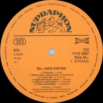 LP Various: Šel Jsem Světem (Písničky Pro Herce)