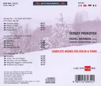 CD Sergei Prokofiev: Complete Works For Violin & Piano