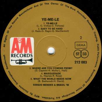 LP Sérgio Mendes & Brasil '66: Ye-Me-Le