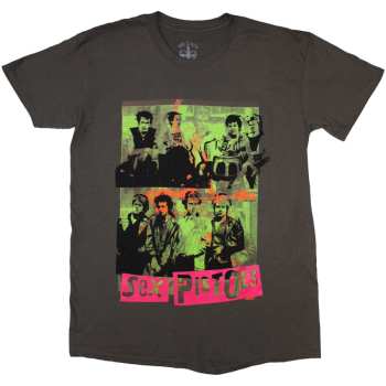 Merce Sex Pistols: The Sex Pistols Unisex T-shirt: Band Green Montage (charcoal Grey) (small) S