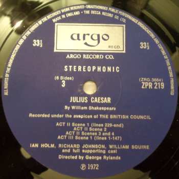 3LP/Set di cofanetti William Shakespeare: Julius Caesar