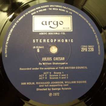 3LP/Set di cofanetti William Shakespeare: Julius Caesar