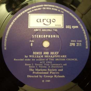 4LP/Set di cofanetti William Shakespeare: Romeo and Juliet