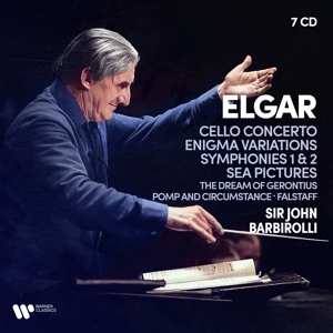 7CD/Set di cofanetti Sir Edward Elgar: Cello Concerto, Enigma Variations, Symphonies 1 & 2, Sea Pictures