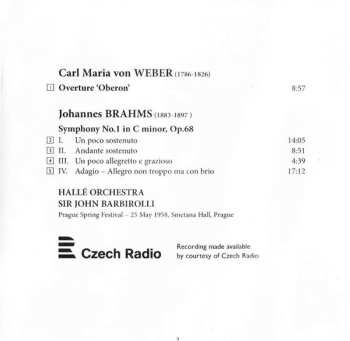 CD Sir John Barbirolli: Prague Spring Festival, 1958. Brahms: Symphony No.1 / Weber: Overture ‘Oberon‘