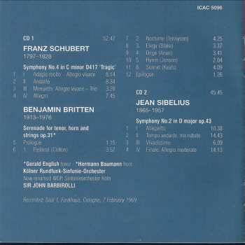 2CD Franz Schubert: Symphony No. 4 'Tragic' / Serenade For Tenor, Horn And Strings / Symphony No. 2
