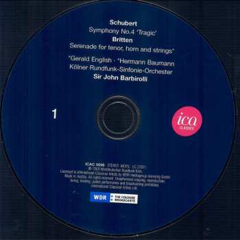 2CD Franz Schubert: Symphony No. 4 'Tragic' / Serenade For Tenor, Horn And Strings / Symphony No. 2