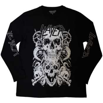Merce Slayer: Slayer Unisex Long Sleeve T-shirt: White Skulls (sleeve Print) (small) S