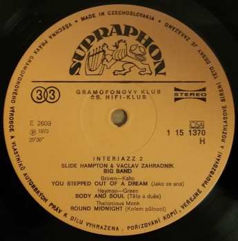 LP Václav Zahradník Big Band: Interjazz 2