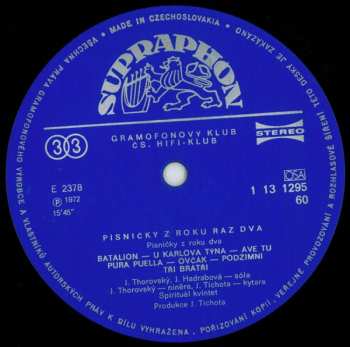 LP Spirituál Kvintet: Písničky Z Roku Raz Dva