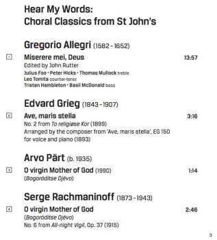SACD St. John's College Choir: Hear My Words