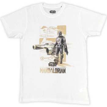 Merce Star Wars: Star Wars Unisex T-shirt: The Mandalorian Din & Grogu (small) White