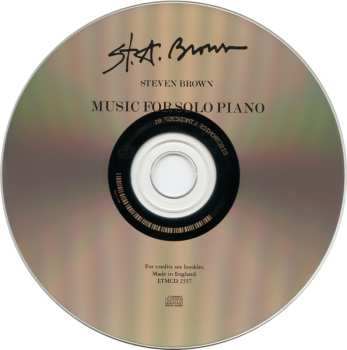 CD Steven Brown: Music For Solo Piano