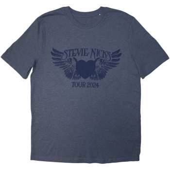 Merce Stevie Nicks: Stevie Nicks Unisex T-shirt: Tour '24 Winged Heart (navy Blue) (back Print & Ex-tour) (large) L